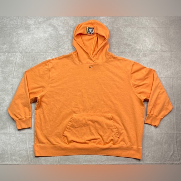 Nike Hoodie Adult Size 2X Orange Center Swoosh Retro Drawstring Pullover G33 - Picture 1 of 9